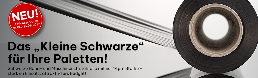 HILDE24 | Schwarze Hand- und Maschinenstretchfolie mit nur
14 my Stärke, Musterrolle anfordern!